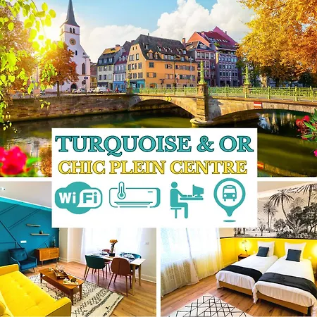 Bel Ami 02 - Turquoise & Or - Moderne Chic - Centre - Acces Jardin - Clim - Wifi - Parking - Localisation Ideale Lägenhet *